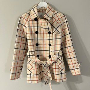 Coach Tattersall Plaid Trench Coat Size Small